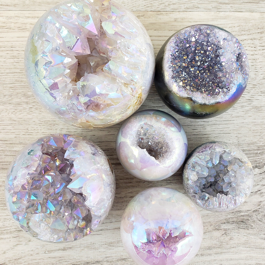 Quartz Aura Druzy Stud Earrings